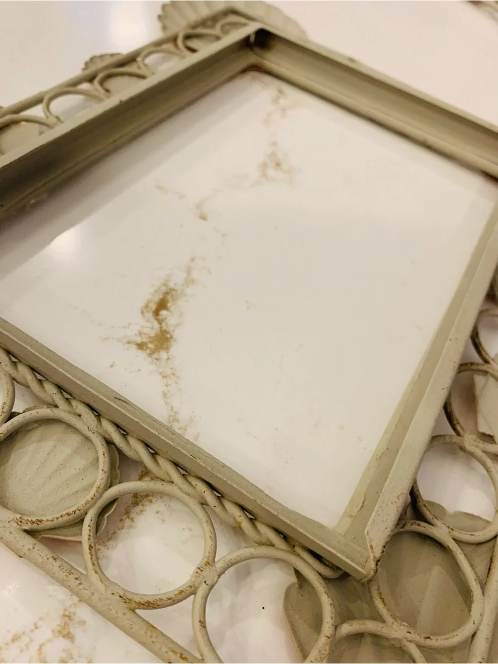 Coastal Accent Picture Frame Metal Scallop Shells Set Of (2) NO Glass (read).